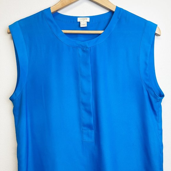 🚨SOLD🚨 J. CREW Blue Half Button Chiffon Tank Top Women's Size 10 - Picture 3 of 8